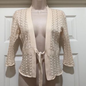 Cream Knit Tie-Front Women’s Top
